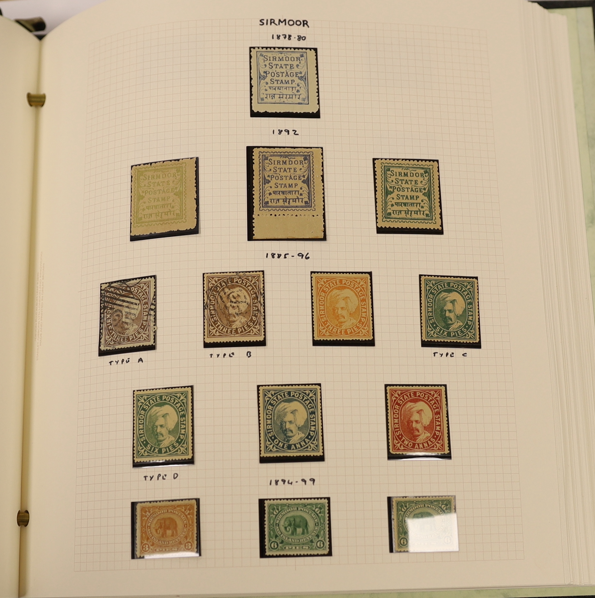 A mint and used collection of India and Indian States stamps in two albums and on stock leaves with range of both Convention and Feudatory States. (100’s)